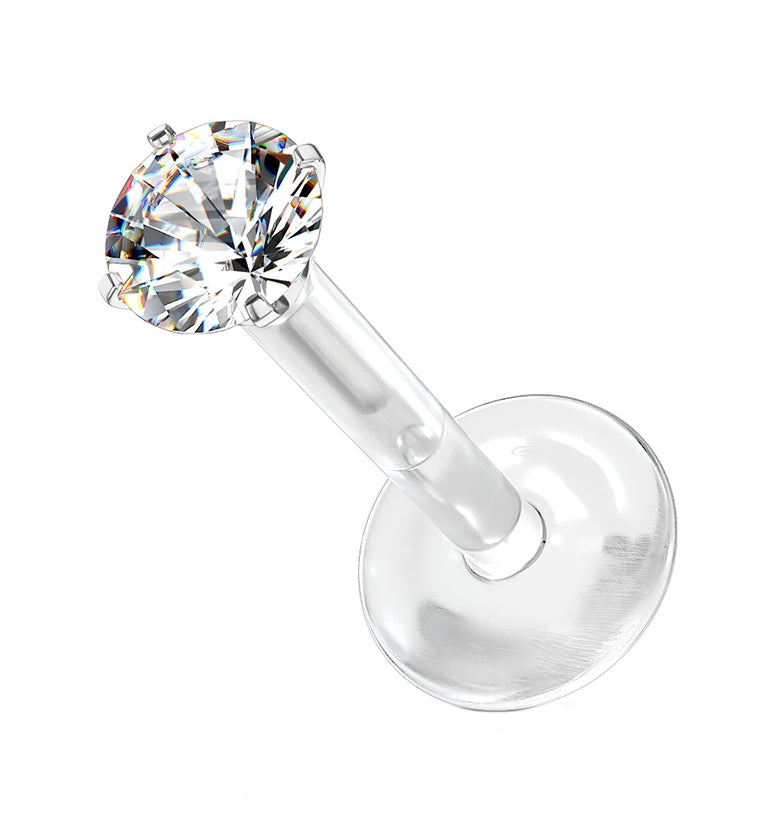 16G Round CZ Bioflex Labret Post