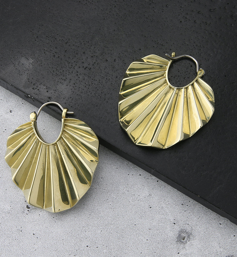 Round Rays Brass Hangers - Earrings