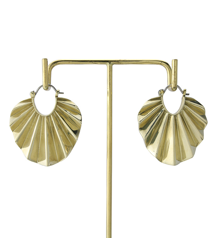 Round Rays Brass Hangers - Earrings