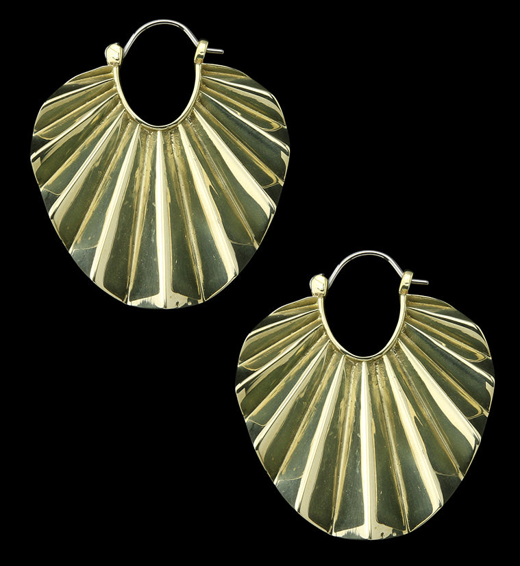 Round Rays Brass Hangers - Earrings