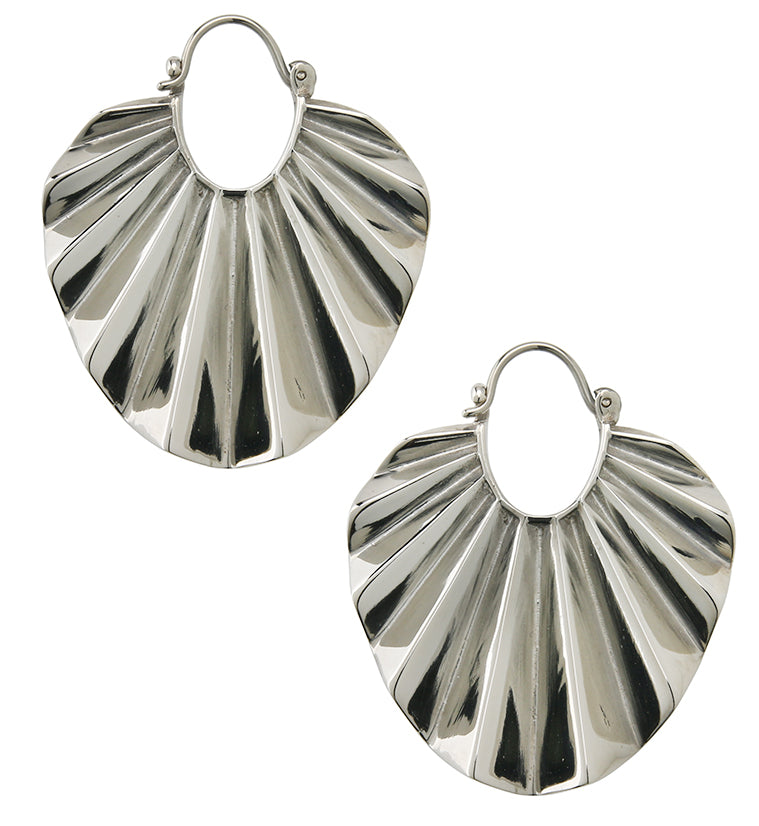 Round Rays White Brass Hangers - Earrings