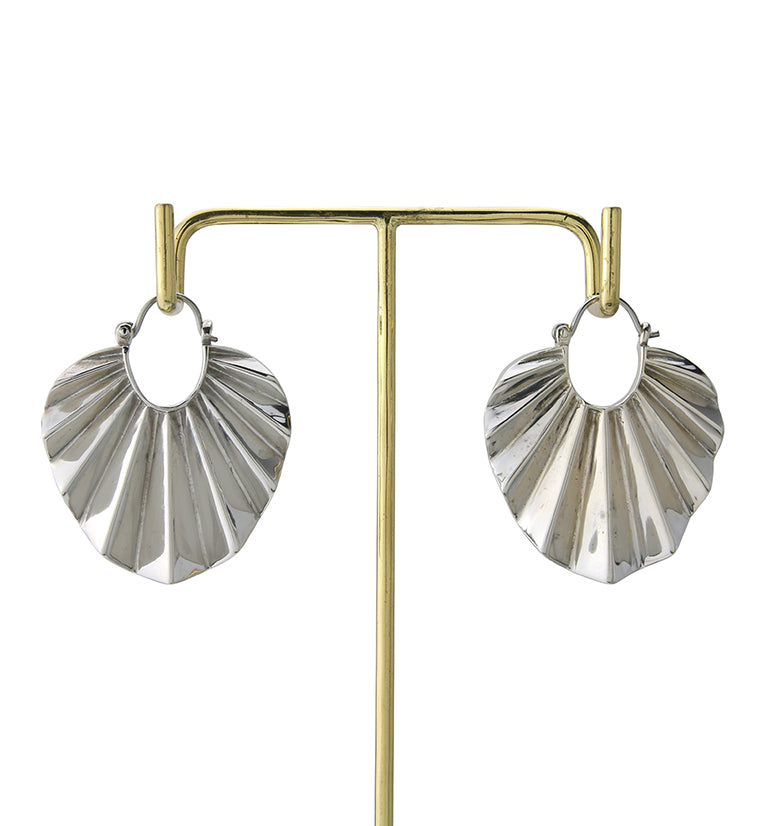 Round Rays White Brass Hangers - Earrings