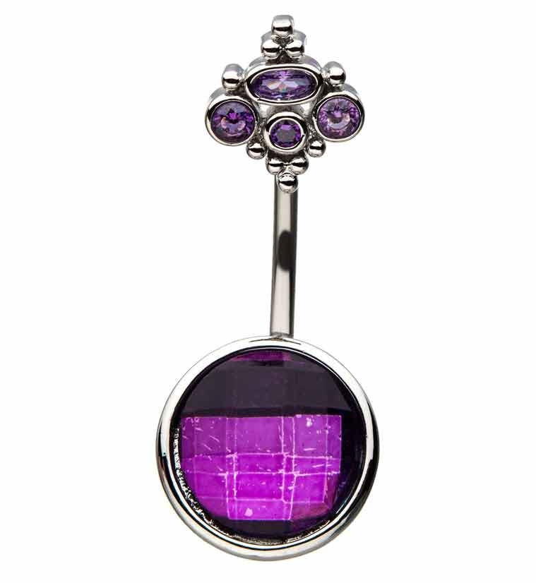 Royal Amethyst Cabochon Belly Ring