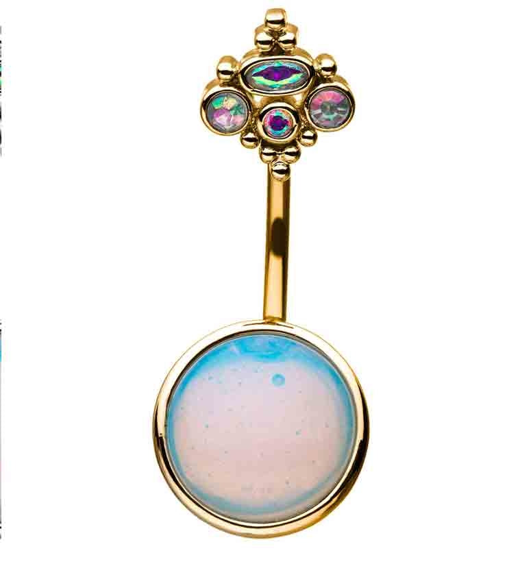 Golden Royal Opalite Cabochon Belly Ring