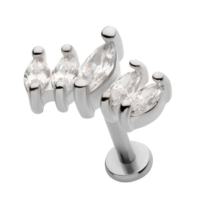 Royal Marquise Clear CZ Stainless Steel Internally Threaded Barbell