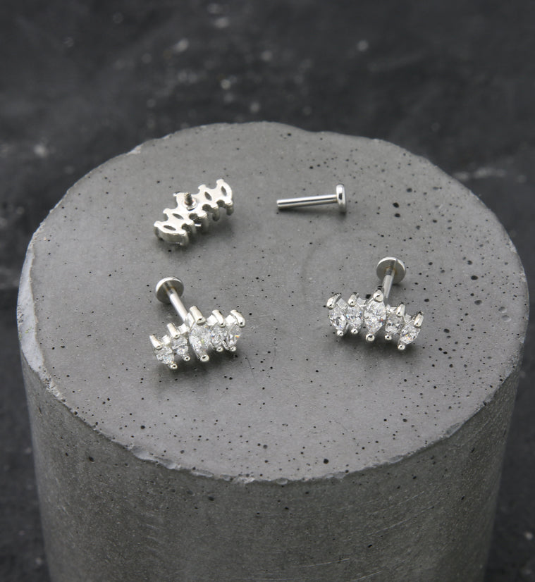 Royal Marquise Clear CZ Stainless Steel Internally Threaded Labret