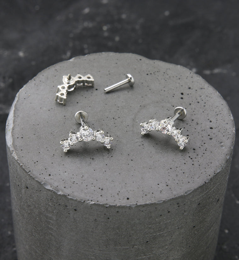 Royal Round Clear CZ Stainless Steel Internally Threaded Labret