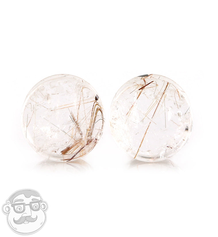 Rutilated Quartz Stone Plugs 5/8" (16mm)