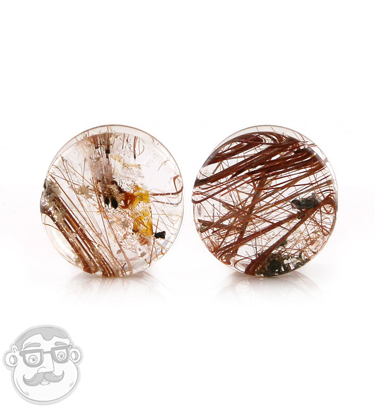 Rutilated Quartz Stone Plugs 9/16" (14mm)