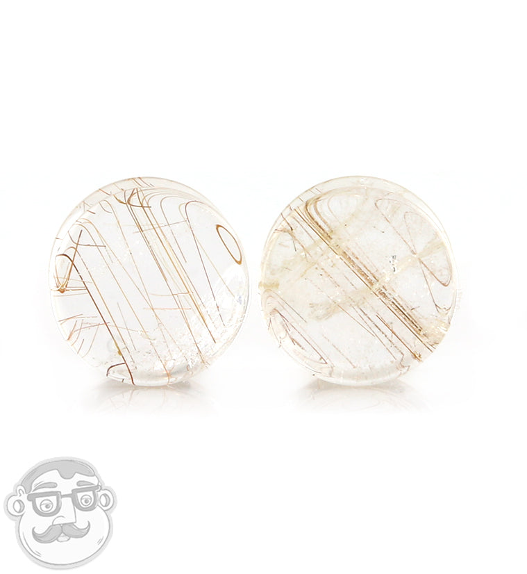 Rutilated Quartz Stone Plugs 9/16" (14mm)