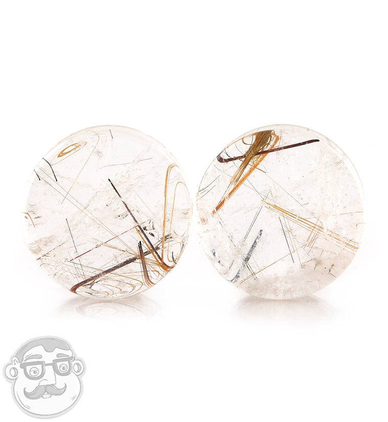 Rutilated Quartz Stone Plugs 3/4" (19mm)