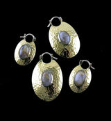 Oviform Hammered Brass Hangers / Earrings