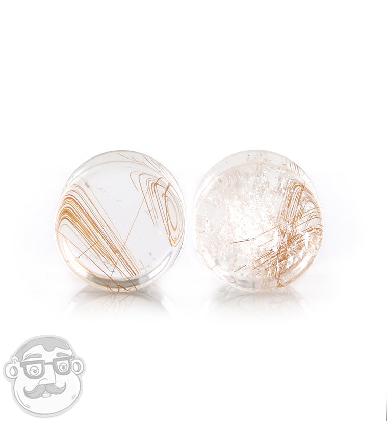 Rutilated Quartz Stone Plugs 1/2" (12mm)