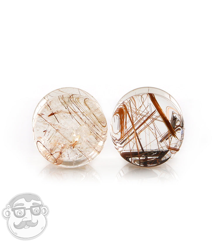 Rutilated Quartz Stone Plugs 1/2" (12mm)