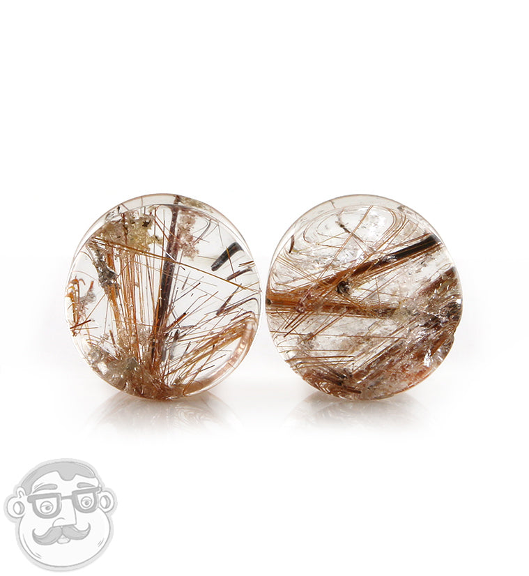 Rutilated Quartz Stone Plugs 5/8" (16mm)