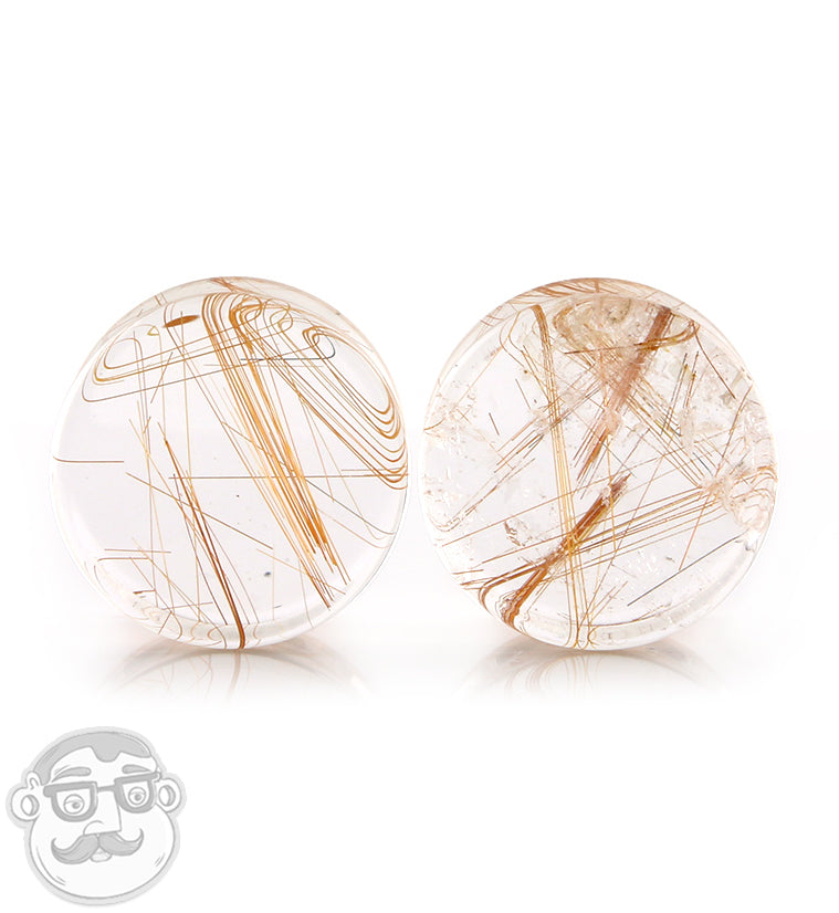 Rutilated Quartz Stone Plugs 3/4" (19mm)