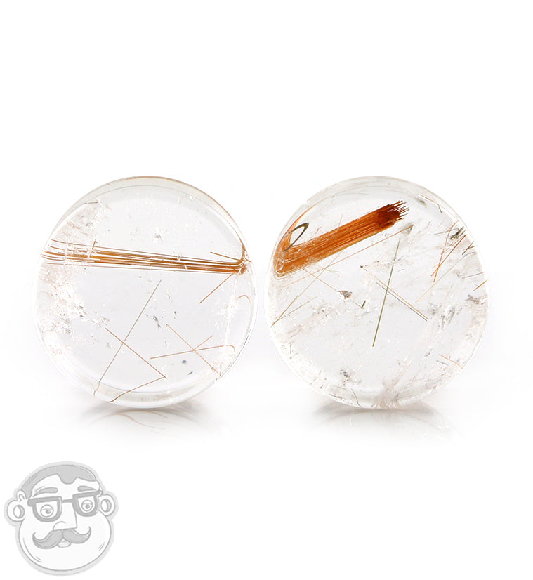 Rutilated Quartz Stone Plugs 3/4" (19mm)