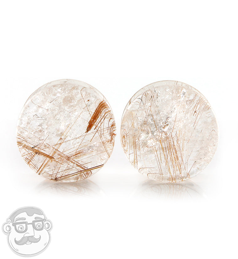 Rutilated Quartz Stone Plugs 3/4" (19mm)