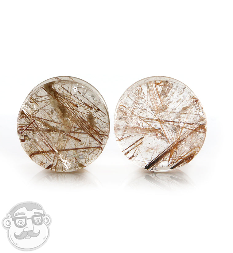 Rutilated Quartz Stone Plugs 3/4" (19mm)