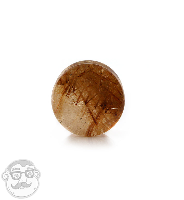 Rutilated Quartz Stone Plugs 3/4" (19mm) 1 PIECE