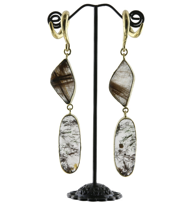 Double Rutilated Quartz Stone Ear Weights Version 5