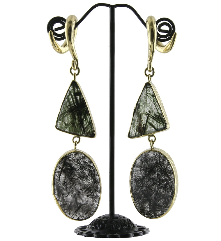 Double Rutilated Quartz Stone Ear Weights Version 4