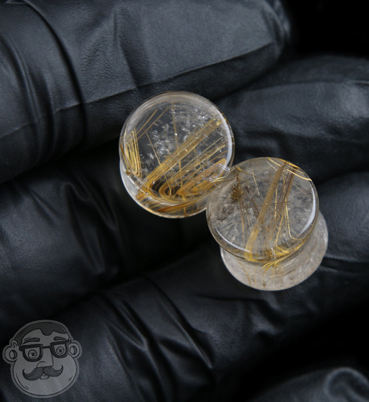 Rutilated Quartz Stone Plugs 1/2" (12mm)