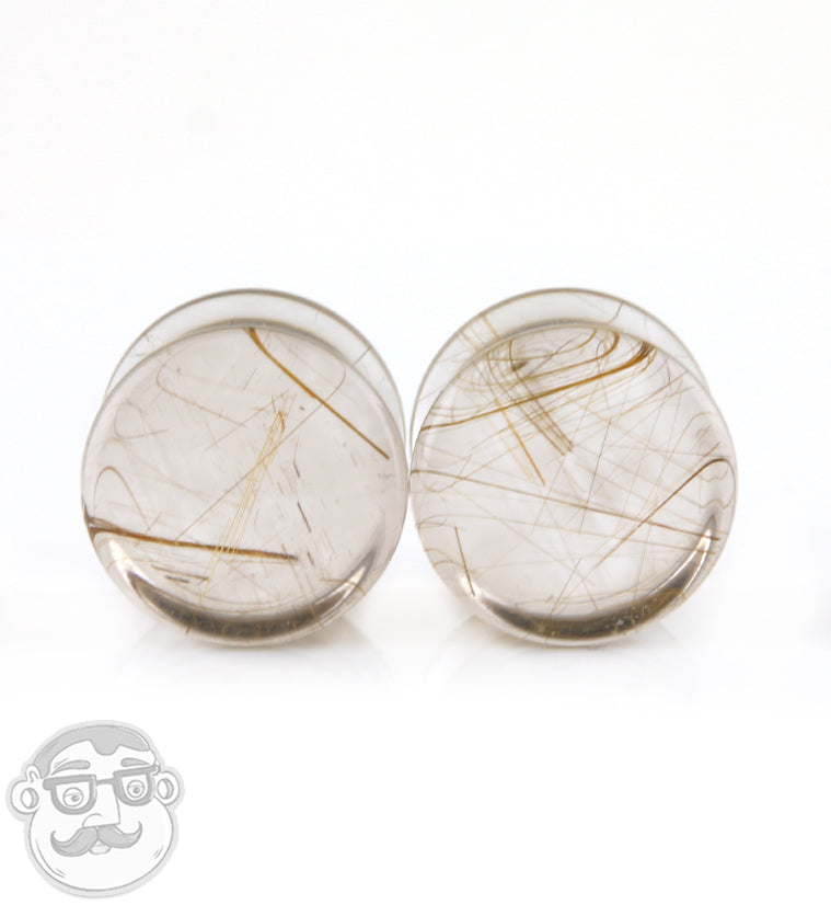 Rutilated Quartz Stone Plugs 1/2" (12mm)