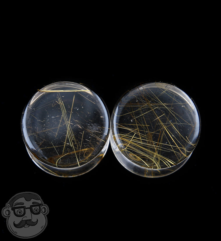 Rutilated Quartz Stone Plugs 1/2" (12mm)