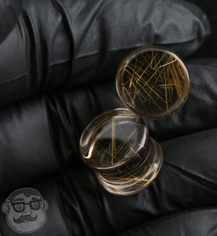 Rutilated Quartz Stone Plugs 1/2" (12mm)