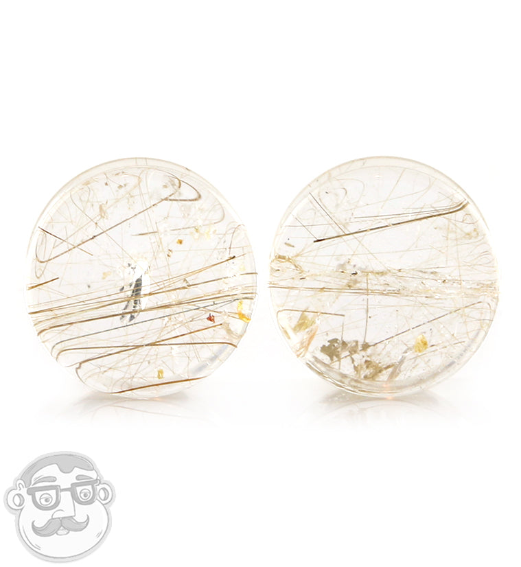 Rutilated Quartz Stone Plugs 5/8" (16mm)