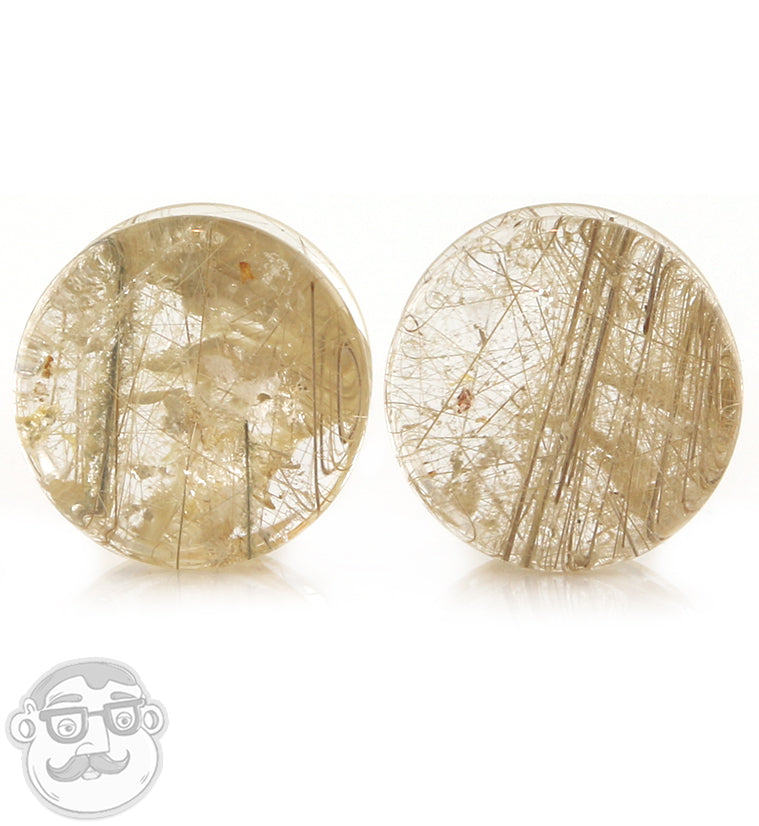 Rutilated Quartz Stone Plugs 5/8" (16mm)