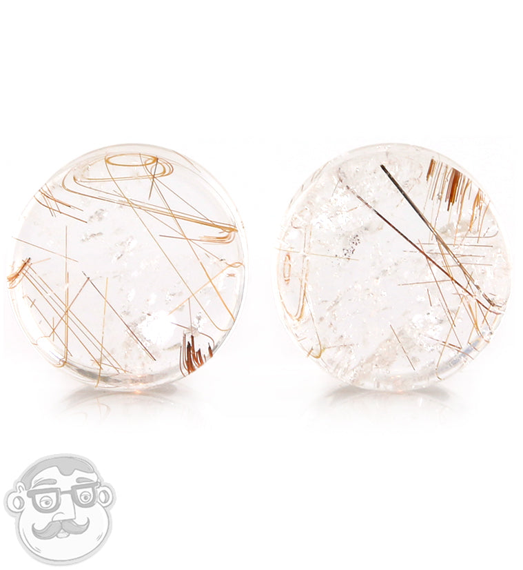 Rutilated Quartz Stone Plugs 5/8" (16mm)
