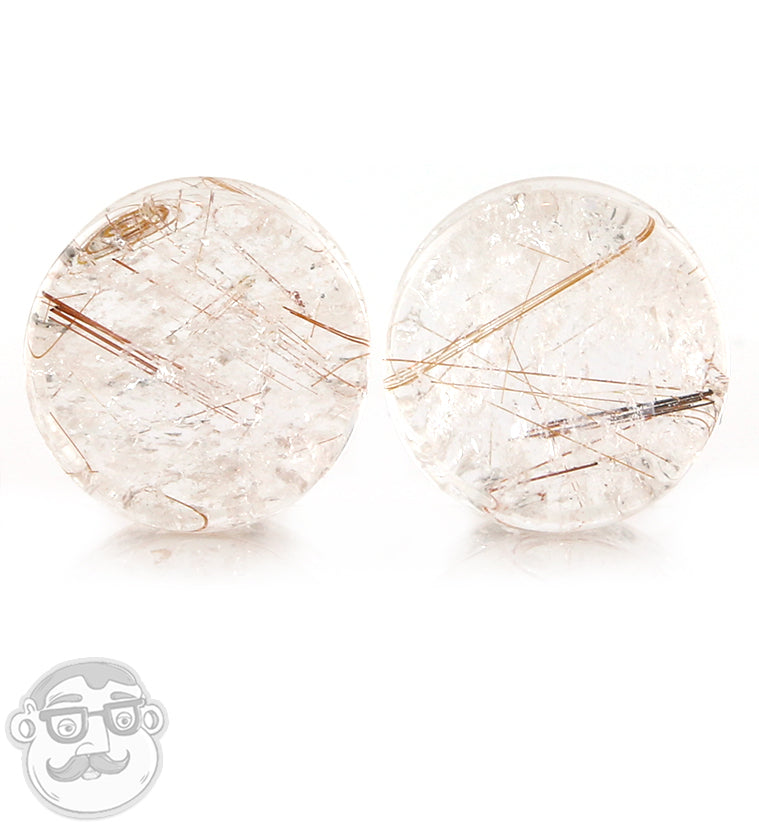 Rutilated Quartz Stone Plugs 5/8" (16mm)