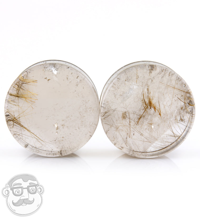 Rutilated Quartz Stone Plugs 1 Inch (25mm)