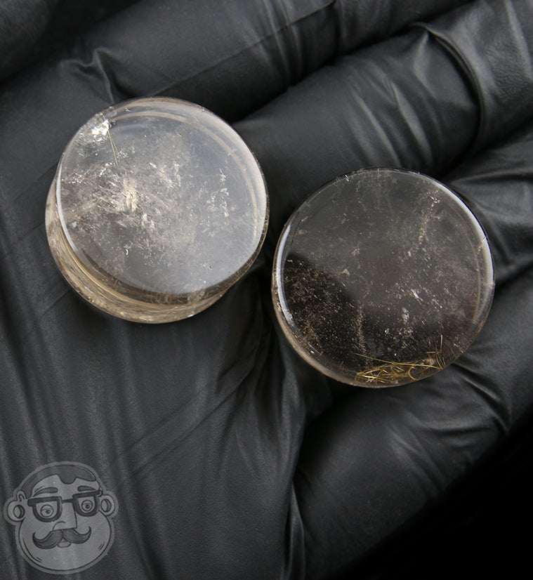 Rutilated Quartz Stone Plugs 1 Inch (25mm)