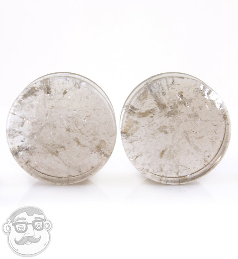 Rutilated Quartz Stone Plugs 1 Inch (25mm)