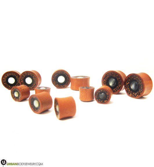 Saba Two Tone Wood Inlay & Shell Plugs