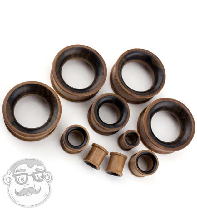 Two Tone Saba & Sono Concave Wood Tunnel Plugs