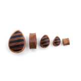 Saba Wooden Teardrop Plugs With Striped Inlay