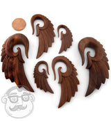 Saba Wood Angel Wing Spiral Plugs