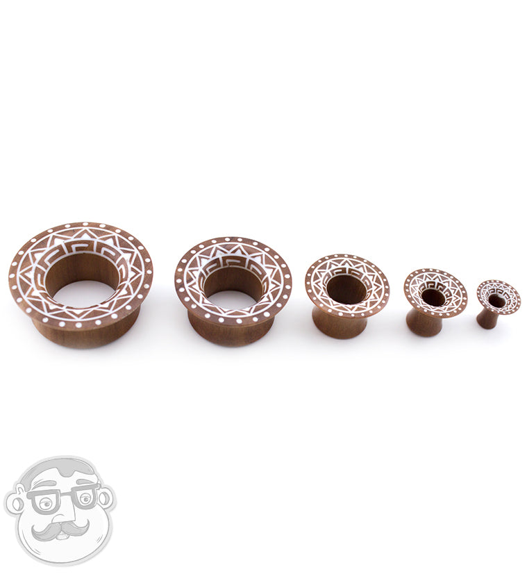 Saba Wood Mayan Flare Eyelets With Tribal Inlay
