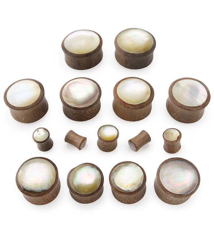 Saba Wood Pearl Shell Inlay Plugs