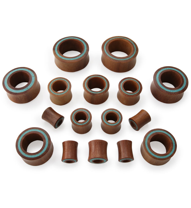 Saba Wood Tunnels with Turquoise Rim