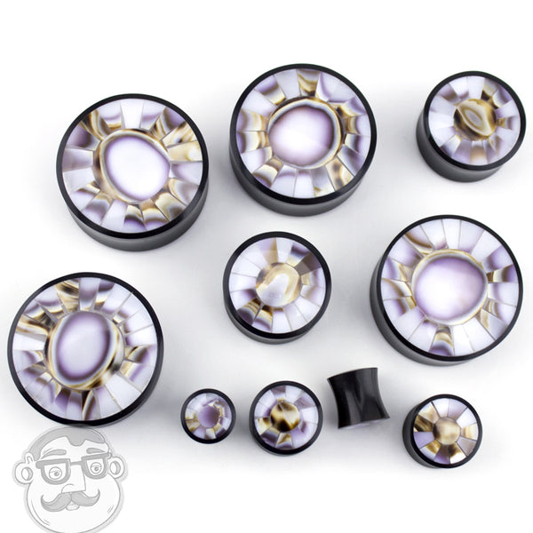 Horn Plugs With Sanded Cukli Shell Inlay