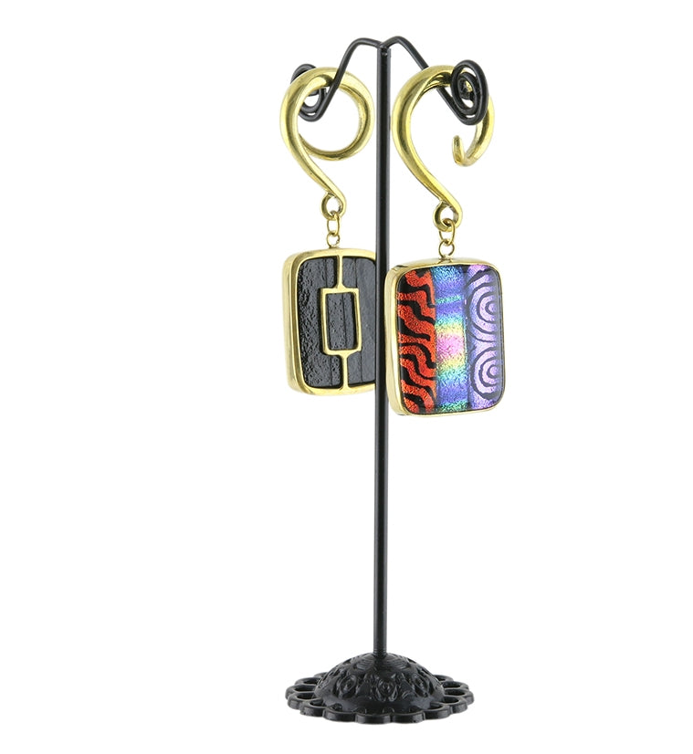Santa Fe Dichroic Glass Brass Ear Weights Version 1