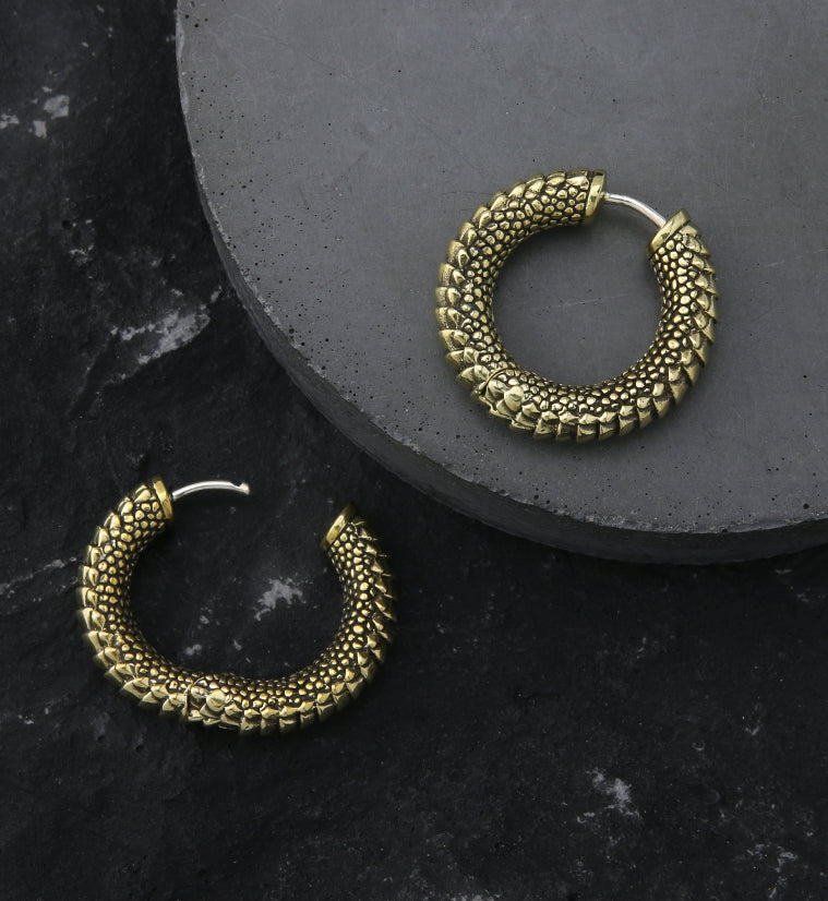 Scales Brass Hinged Earrings