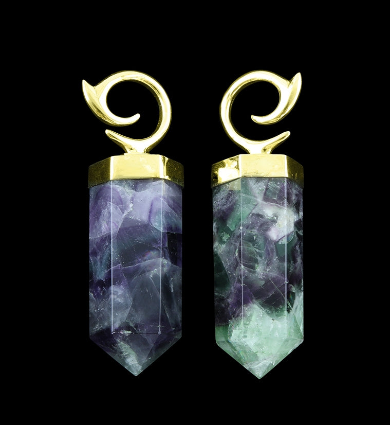 Scepter Rainbow Fluorite Stone Ear Weights