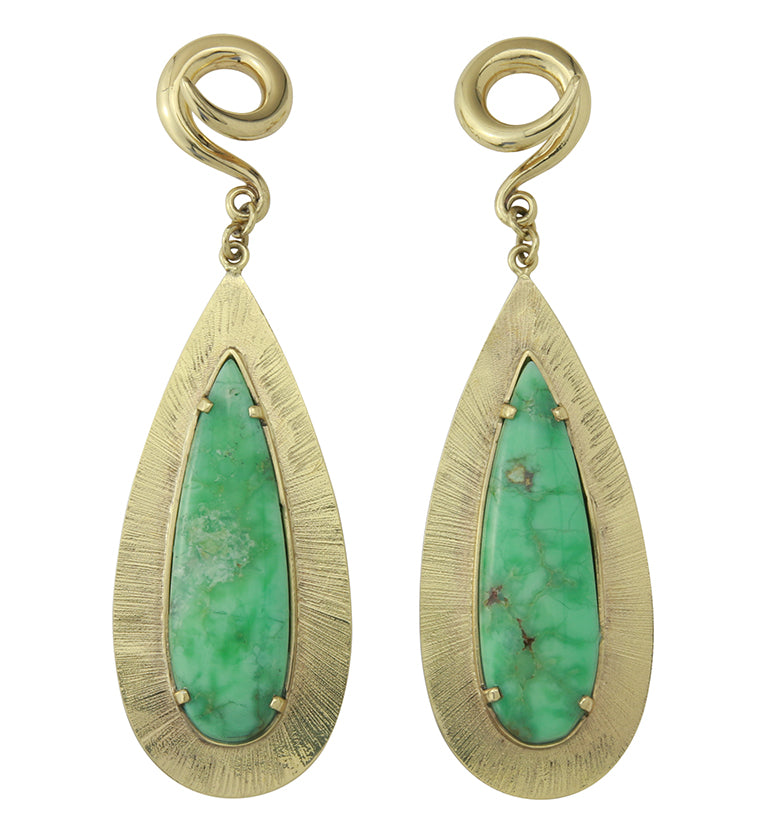 Score Chrysoprase Stone Brass Ear Weights