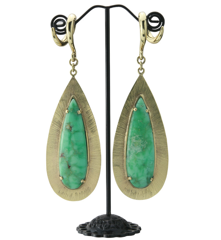 Score Chrysoprase Stone Brass Ear Weights